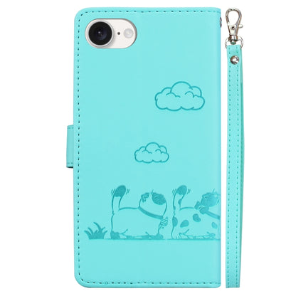 For iPhone 16e Cute Cats RFID Leather Phone Case(Green) by buy2fix