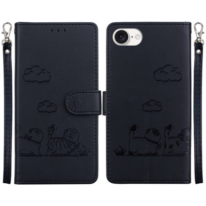 For iPhone 16e Cute Cats RFID Leather Phone Case(Black) by buy2fix