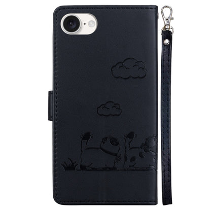 For iPhone 16e Cute Cats RFID Leather Phone Case(Black) by buy2fix