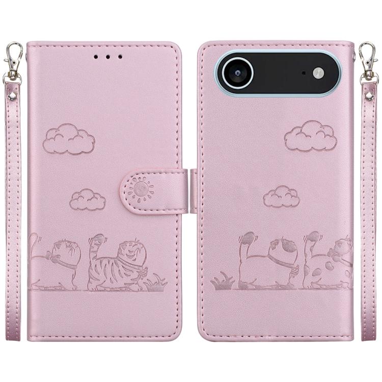 For iPhone Air Cute Cats RFID Leather Phone Case(Rose Gold) - iPhone Air Cases by buy2fix | Online Shopping UK | buy2fix