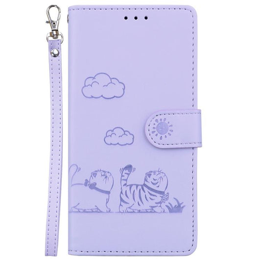 For iPhone Air Cute Cats RFID Leather Phone Case(Purple) - iPhone Air Cases by buy2fix | Online Shopping UK | buy2fix