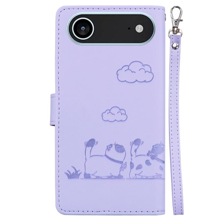 For iPhone Air Cute Cats RFID Leather Phone Case(Purple) - iPhone Air Cases by buy2fix | Online Shopping UK | buy2fix