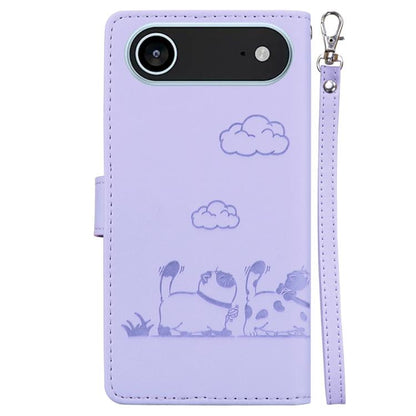 For iPhone Air Cute Cats RFID Leather Phone Case(Purple) - iPhone Air Cases by buy2fix | Online Shopping UK | buy2fix