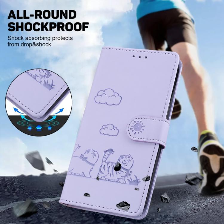 For iPhone Air Cute Cats RFID Leather Phone Case(Purple) - iPhone Air Cases by buy2fix | Online Shopping UK | buy2fix