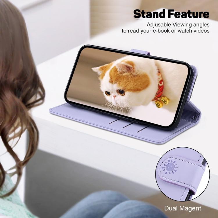 For iPhone Air Cute Cats RFID Leather Phone Case(Purple) - iPhone Air Cases by buy2fix | Online Shopping UK | buy2fix
