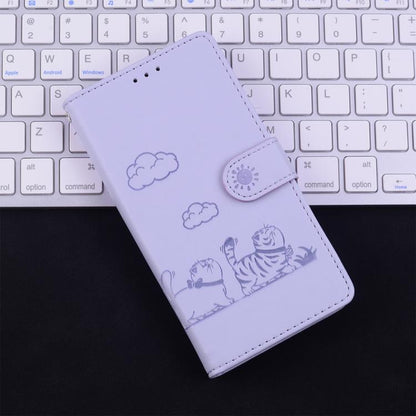 For iPhone Air Cute Cats RFID Leather Phone Case(Purple) - iPhone Air Cases by buy2fix | Online Shopping UK | buy2fix