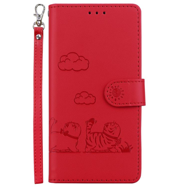 For iPhone Air Cute Cats RFID Leather Phone Case(Red) - iPhone Air Cases by buy2fix | Online Shopping UK | buy2fix