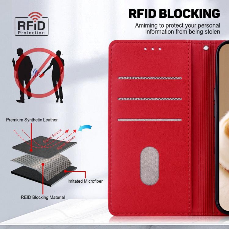 For iPhone Air Cute Cats RFID Leather Phone Case(Red) - iPhone Air Cases by buy2fix | Online Shopping UK | buy2fix