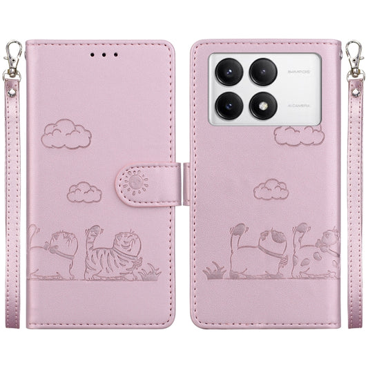 For Redmi K70 / K70 Pro Cute Cats RFID Leather Phone Case(Rose Gold) - Xiaomi Cases by buy2fix | Online Shopping UK | buy2fix