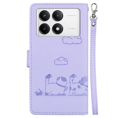 For Redmi K70 / K70 Pro Cute Cats RFID Leather Phone Case(Purple) - Xiaomi Cases by buy2fix | Online Shopping UK | buy2fix