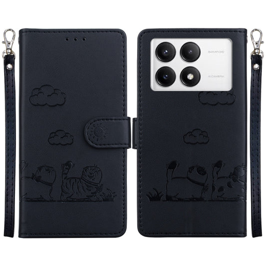 For Redmi K70 / K70 Pro Cute Cats RFID Leather Phone Case(Black) - Xiaomi Cases by buy2fix | Online Shopping UK | buy2fix