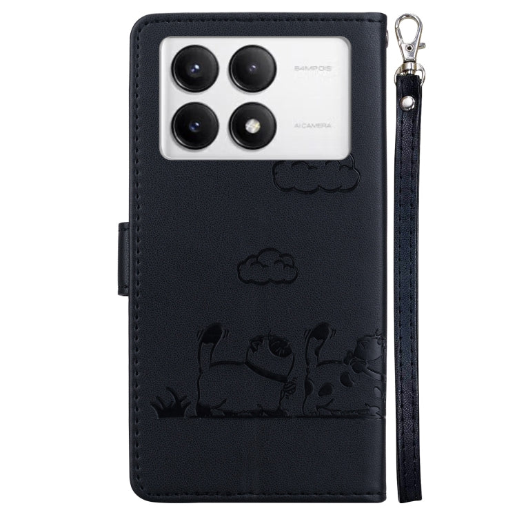 For Redmi K70 / K70 Pro Cute Cats RFID Leather Phone Case(Black) - Xiaomi Cases by buy2fix | Online Shopping UK | buy2fix