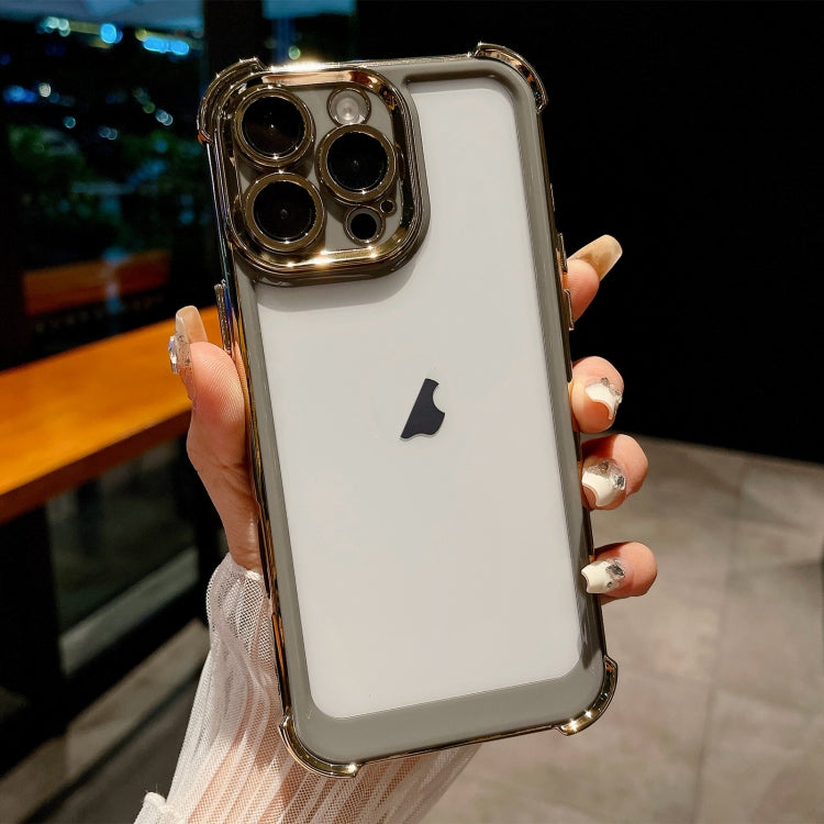 For iPhone 16 Pro Dual-color Plating Space PC Hybrid TPU Phone Case(Grey) by buy2fix