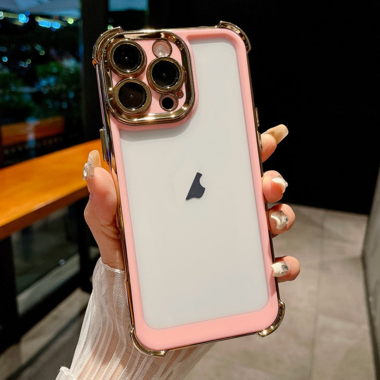 For iPhone 16 Pro Dual-color Plating Space PC Hybrid TPU Phone Case(Pink) by buy2fix