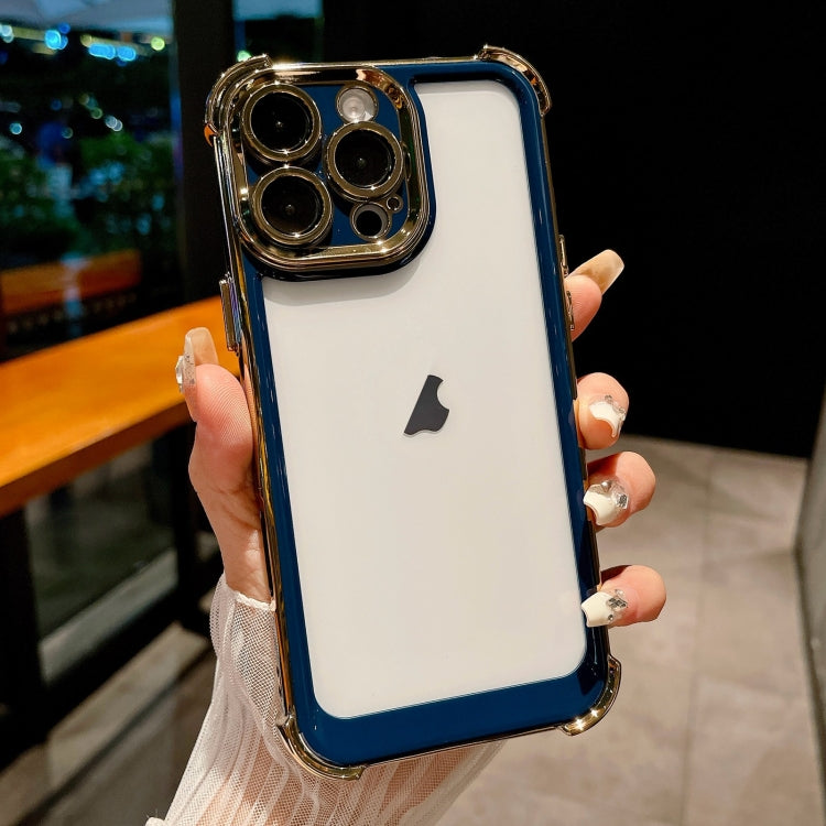 For iPhone 16 Pro Dual-color Plating Space PC Hybrid TPU Phone Case(Blue) by buy2fix