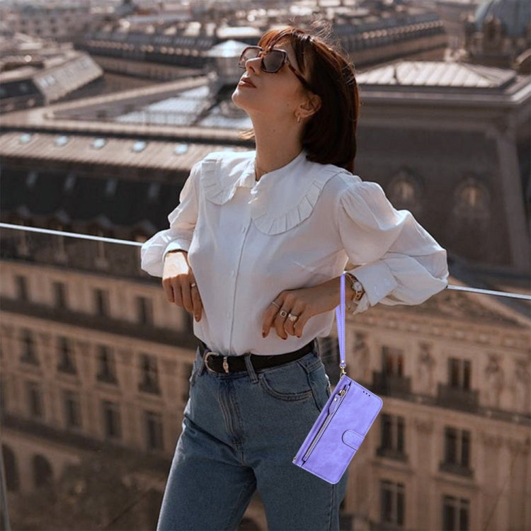 For Samsung Galaxy S25 Ultra 5G Multi-Card Slots Zipper Wallet Leather Phone Case(Purple) by buy2fix