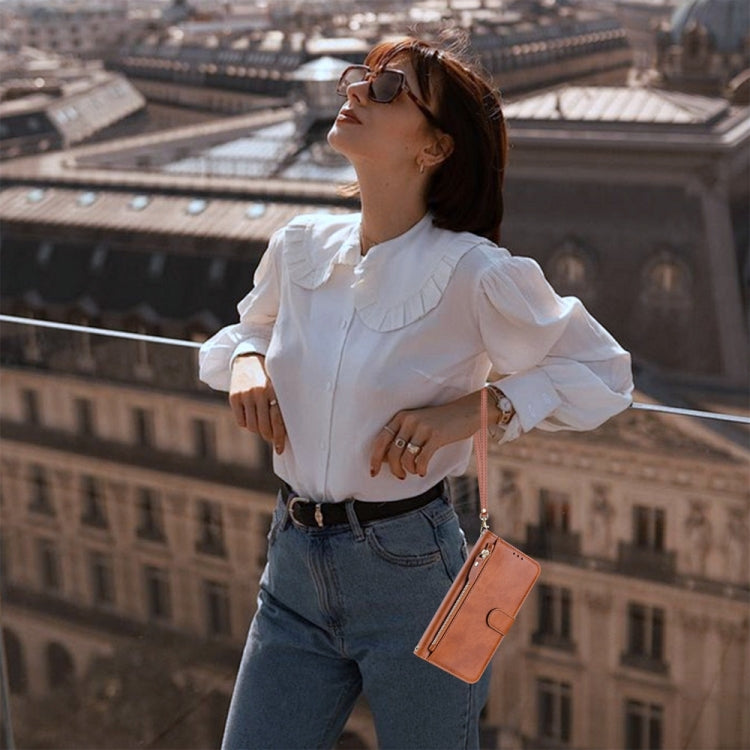 For Samsung Galaxy S25 Ultra 5G Multi-Card Slots Zipper Wallet Leather Phone Case(Brown) by buy2fix