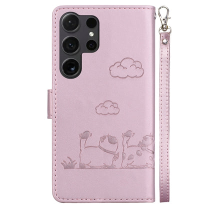 For Samsung Galaxy S25 Ultra 5G Cute Cats RFID Leather Phone Case(Rose Gold) by buy2fix