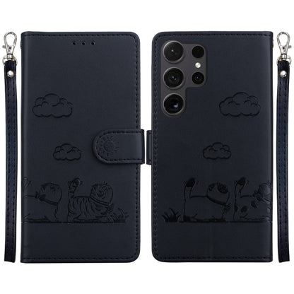 For Samsung Galaxy S25 Ultra 5G Cute Cats RFID Leather Phone Case(Black) by buy2fix