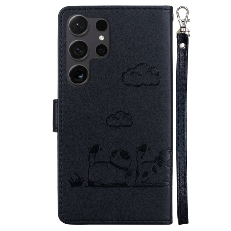 For Samsung Galaxy S25 Ultra 5G Cute Cats RFID Leather Phone Case(Black) by buy2fix