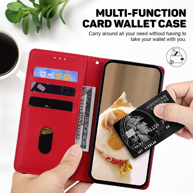 For Samsung Galaxy S25 5G Cute Cats RFID Leather Phone Case(Red) by buy2fix