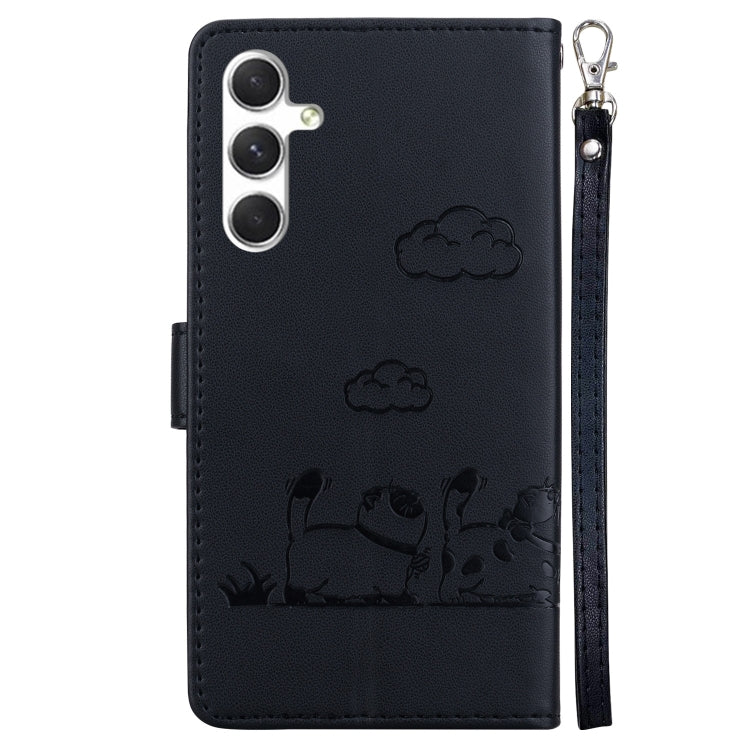 For Samsung Galaxy S25 5G Cute Cats RFID Leather Phone Case(Black) by buy2fix