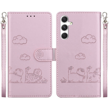 For Samsung Galaxy S25+ 5G Cute Cats RFID Leather Phone Case(Rose Gold) by buy2fix