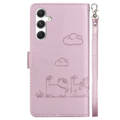For Samsung Galaxy S25+ 5G Cute Cats RFID Leather Phone Case(Rose Gold) by buy2fix