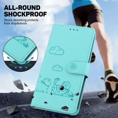 For Samsung Galaxy S25+ 5G Cute Cats RFID Leather Phone Case(Green) by buy2fix