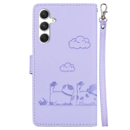 For Samsung Galaxy S25+ 5G Cute Cats RFID Leather Phone Case(Purple) by buy2fix