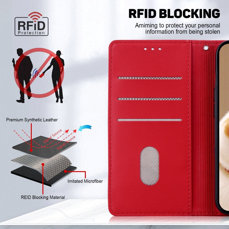 For Samsung Galaxy S25+ 5G Cute Cats RFID Leather Phone Case(Red) by buy2fix