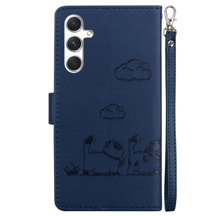 For Samsung Galaxy S25+ 5G Cute Cats RFID Leather Phone Case(Blue) by buy2fix