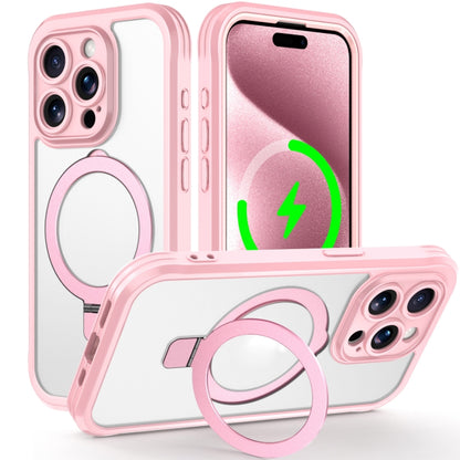 For iPhone 15 Pro Max Skin Feel MagSafe Holder 360 Full Body Phone Case(Pink) - iPhone 15 Pro Max Cases by buy2fix | Online Shopping UK | buy2fix