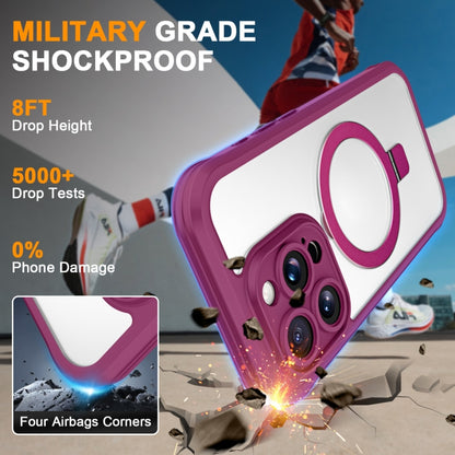 For iPhone 15 Pro Max Skin Feel MagSafe Holder 360 Full Body Phone Case(Rose Red) - iPhone 15 Pro Max Cases by buy2fix | Online Shopping UK | buy2fix