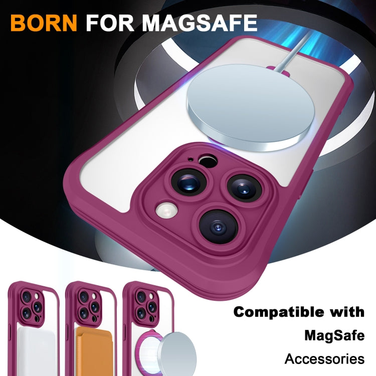 For iPhone 15 Pro Max Skin Feel MagSafe Holder 360 Full Body Phone Case(Rose Red) - iPhone 15 Pro Max Cases by buy2fix | Online Shopping UK | buy2fix