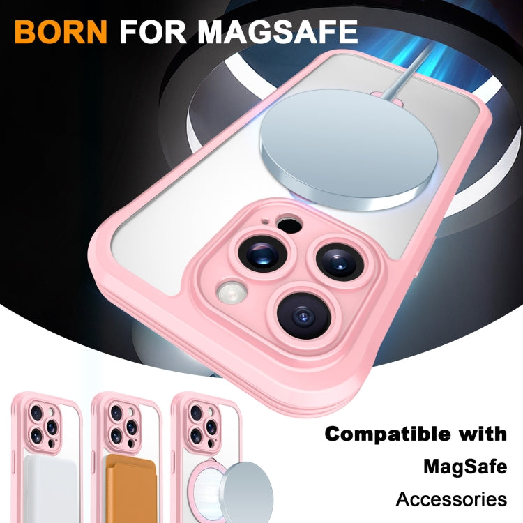 For iPhone 15 Pro Skin Feel MagSafe Holder 360 Full Body Phone Case(Pink) - iPhone 15 Pro Cases by buy2fix | Online Shopping UK | buy2fix