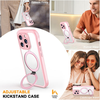 For iPhone 15 Pro Skin Feel MagSafe Holder 360 Full Body Phone Case(Pink) - iPhone 15 Pro Cases by buy2fix | Online Shopping UK | buy2fix