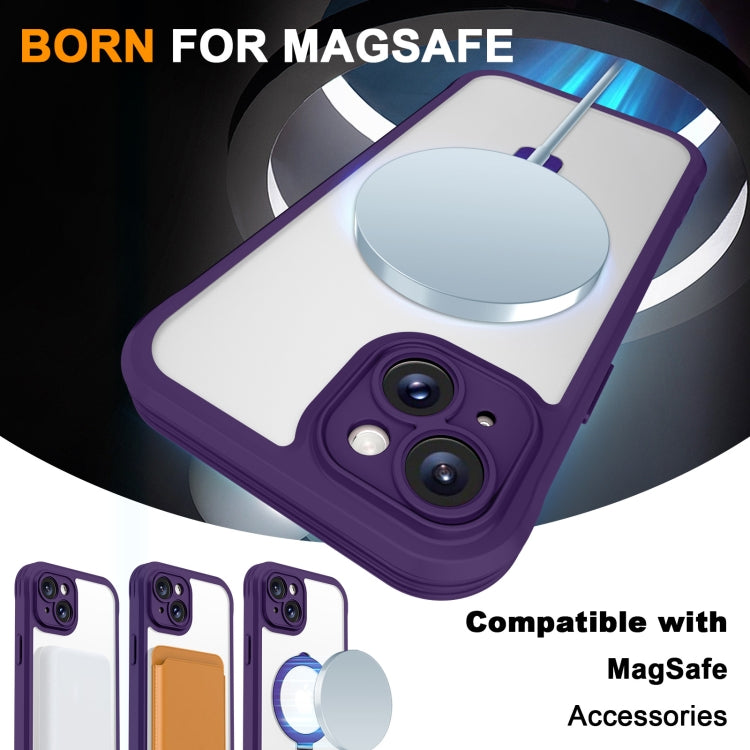For iPhone 15 Skin Feel MagSafe Holder 360 Full Body Phone Case(Dark Purple) - iPhone 15 Cases by buy2fix | Online Shopping UK | buy2fix