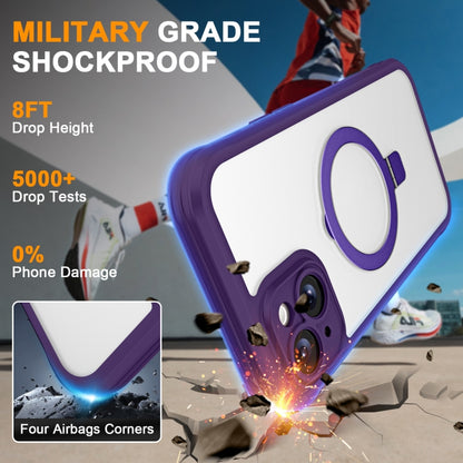 For iPhone 14 / 13 Skin Feel MagSafe Holder 360 Full Body Phone Case(Dark Purple) - iPhone 14 Cases by buy2fix | Online Shopping UK | buy2fix