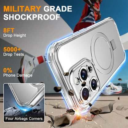 For iPhone 13 Pro Skin Feel MagSafe Holder 360 Full Body Phone Case(Transparent) - iPhone 13 Pro Cases by buy2fix | Online Shopping UK | buy2fix