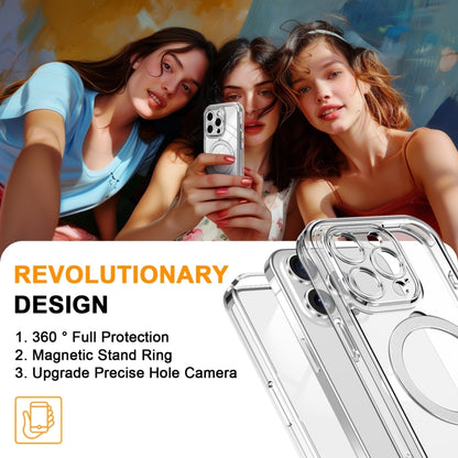 For iPhone 13 Pro Skin Feel MagSafe Holder 360 Full Body Phone Case(Transparent) - iPhone 13 Pro Cases by buy2fix | Online Shopping UK | buy2fix