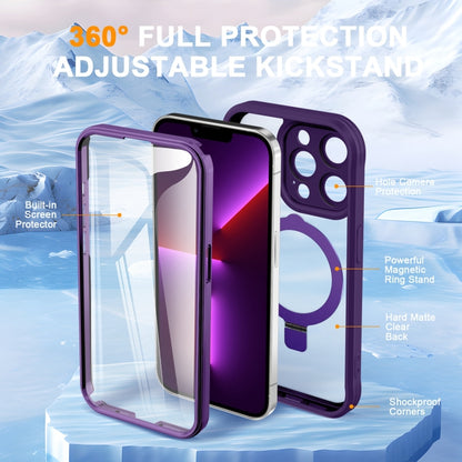 For iPhone 13 Pro Skin Feel MagSafe Holder 360 Full Body Phone Case(Dark Purple) - iPhone 13 Pro Cases by buy2fix | Online Shopping UK | buy2fix