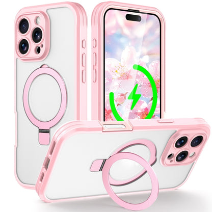 For iPhone 16 Pro Max Skin Feel MagSafe Holder 360 Full Body Phone Case(Pink) - iPhone 16 Pro Max Cases by buy2fix | Online Shopping UK | buy2fix
