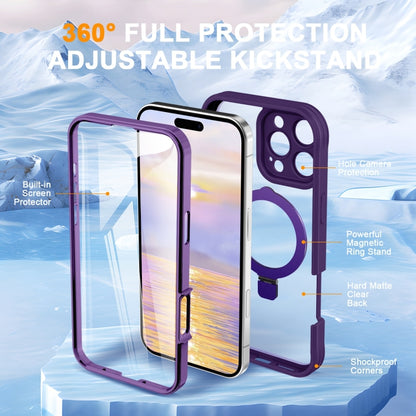 For iPhone 16 Pro Skin Feel MagSafe Holder 360 Full Body Phone Case(Dark Purple) - iPhone 16 Pro Cases by buy2fix | Online Shopping UK | buy2fix