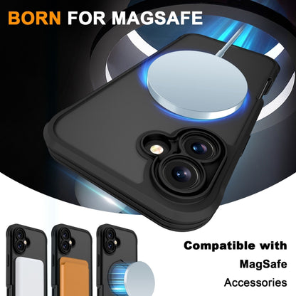 For iPhone 16 Skin Feel MagSafe Holder 360 Full Body Phone Case(Black) - More iPhone Cases by buy2fix | Online Shopping UK | buy2fix