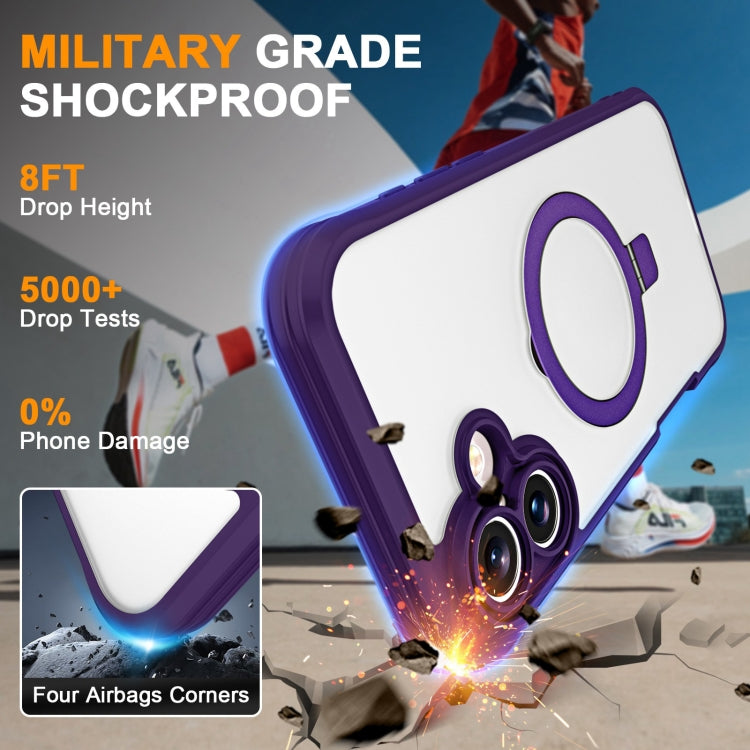 For iPhone 16 Skin Feel MagSafe Holder 360 Full Body Phone Case(Dark Purple) - More iPhone Cases by buy2fix | Online Shopping UK | buy2fix