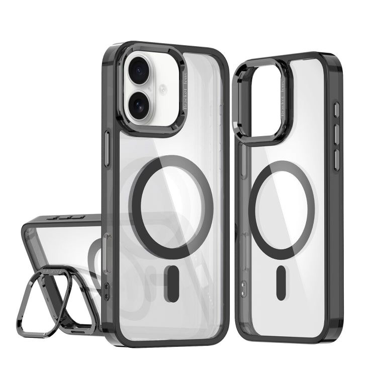 For iPhone 16 Acrylic Camera Holder MagSafe Magnetic Phone Case(Black) by buy2fix