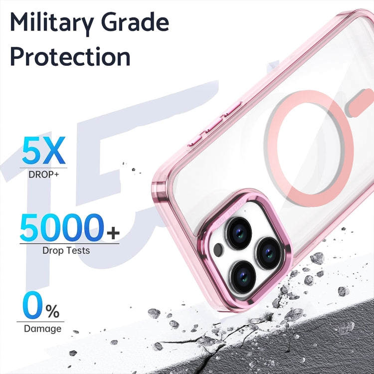 For iPhone 16 Acrylic Camera Holder MagSafe Magnetic Phone Case(Pink) by buy2fix