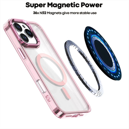 For iPhone 16 Acrylic Camera Holder MagSafe Magnetic Phone Case(Pink) by buy2fix