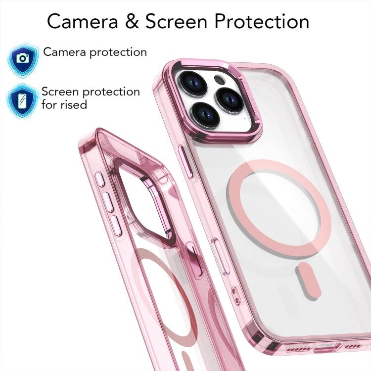For iPhone 16 Acrylic Camera Holder MagSafe Magnetic Phone Case(Pink) by buy2fix